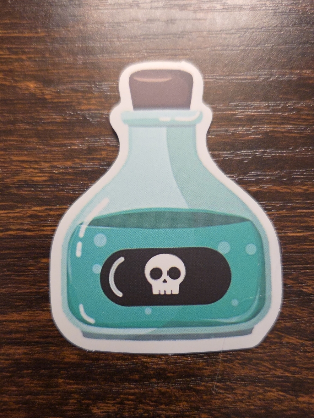 Teal Skull Potion Bottle Party Sticker - Home Party Supplies